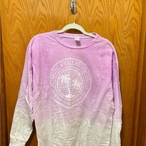 Gradient Purple and White Long Sleeve Tee with Unique Design
